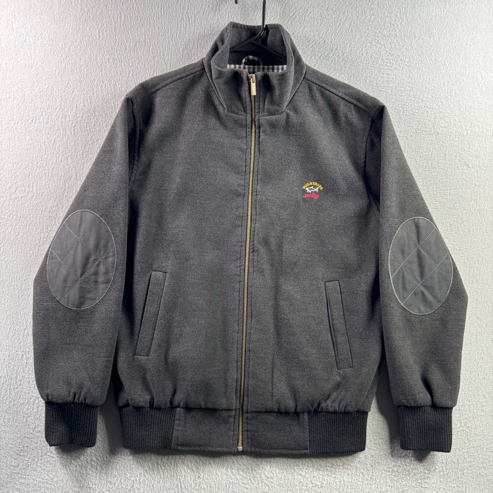 Paul & Shark Jacket Mens Medium Gray Bomber Poly Rayon Blend Full Zip Yachting